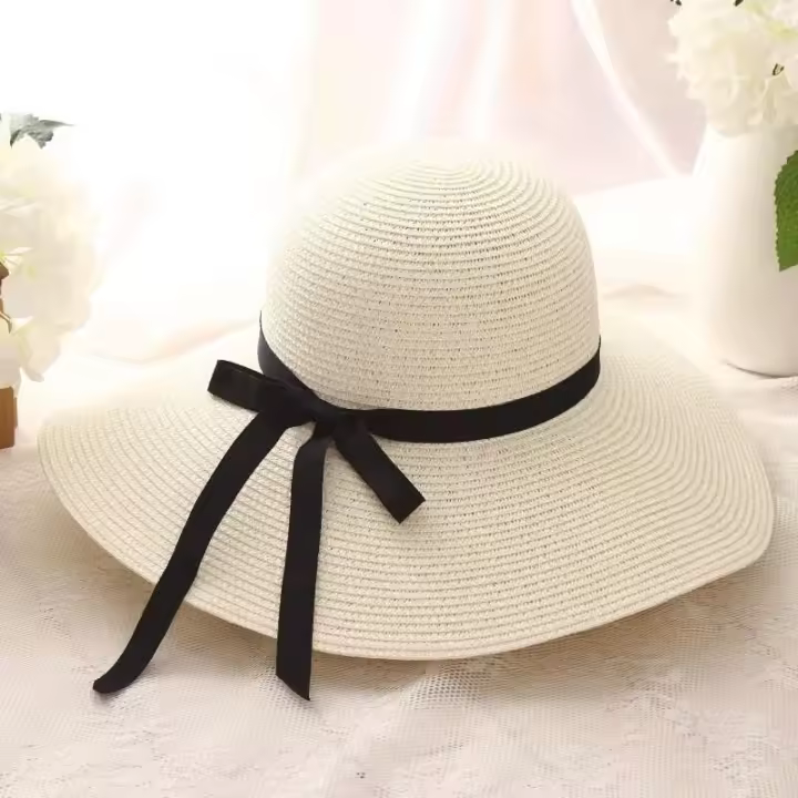 Gorra de Playa con Protección UV de Verano 2018 Gorra de Pana con Borla Ancha para Mujeres - 1