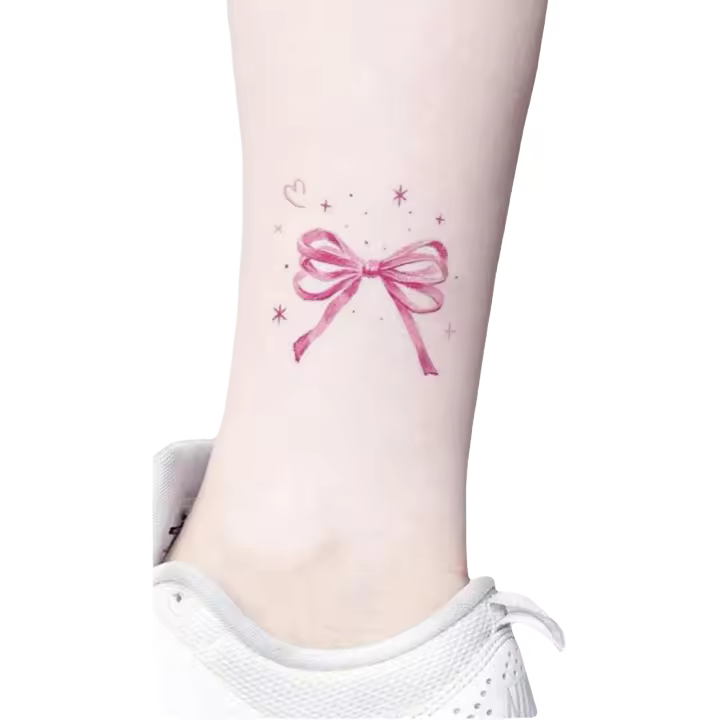 Pegatinas de tatuaje de enfoque artificial de moda dulce rosa Y2K para niñas de moda - 1