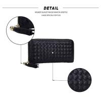 Cartera larga clásica de PU diseñada para mujer, bolso tejido con rayas onduladas, mochila de lujo de alta gama - details 2