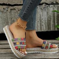 Sandalias de plataforma gruesa para mujer, alpargatas, chanclas, talla grande, color rojo, 43, 42, 41, 40 - details 2