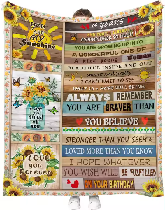 16 decoraciones de cumpleaños dulces, 16 regalos dulces para niñas, 16 mantas dulces para adolescentes, manta de 60 x 50 pulgadas, regalos para niñas de 16 años para hija, mejor amiga, hermana, cumpleaños - 1
