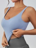 Sujetador deportivo sólido para mujer, top deportivo de lencería con tirantes anchos para tenis, pickleball, ropa de gimnasio, ropa deportiva para mujer para uso en interiores y exteriores, ejercicio - details 4