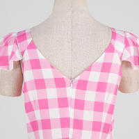 Vestido de fiesta de línea A con cuello en V y estampado de lunares de verano para mujer - details 5