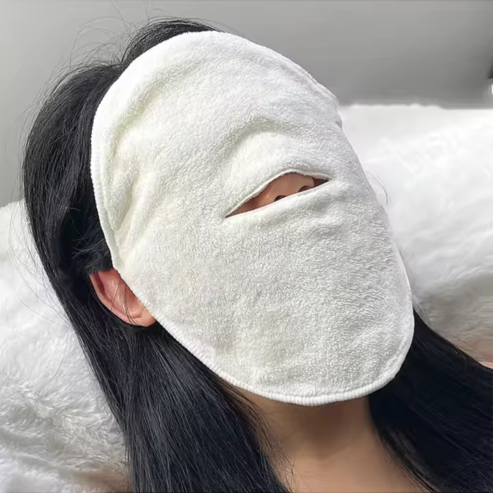 Toalla de compresión caliente de algodón, compresa húmeda, toalla facial al vapor, mascarilla para el cuidado de la piel, limpia los poros de la piel, compresa caliente hidratante - 1