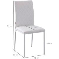 Juego de 4 Sillas de Comedor Tapizadas en Polipiel y Patas de Metal Sillas Modernas para Cocina Dormitorio Carga 120 kg 41x50x91 cm Blanco - details 2