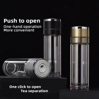 Taza de Té de Vidrio de Doble Capa para Hombres con Aislamiento Térmico Antescaldante Botella Infusor de Té 280ML/380ML - details 1