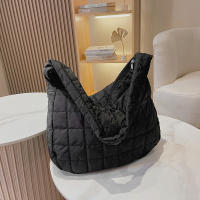 Bolso de compras de plumas de gran capacidad con hombro acolchado de algodón para mujer - details 10