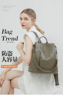 Mochilas de cuero suave para mujer, bolso de viaje impermeable, bolsos casuales para mujer, mochila antirrobo, estilo vintage, gran capacidad, color verde oscuro - details 0