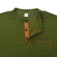 Polo de manga corta para hombre, camiseta informal con cuello Henley, talla grande, primavera, verano, Azul, Negro, RED2xl - details 5