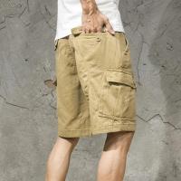 Pantalones cortos de verano con múltiples bolsillos y botones, pantalones cortos rectos Cargo de color sólido de tiro medio, ropa de calle - details 2