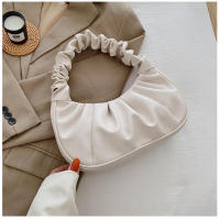 Bolso nube plisado de color sólido, simple para mujer, bolso de hombro dulce - details 0