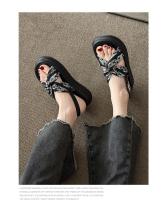 Sandalias romanas negras de suela gruesa que aumentan la altura para mujeres, uso en verano al aire libre con vestido2024Nuevas Sandalias de Playa Estilo - details 12