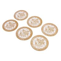 JUEGO DE 6 posavasos exquisitos para mesa de comedor con flores en tono dorado - details 2