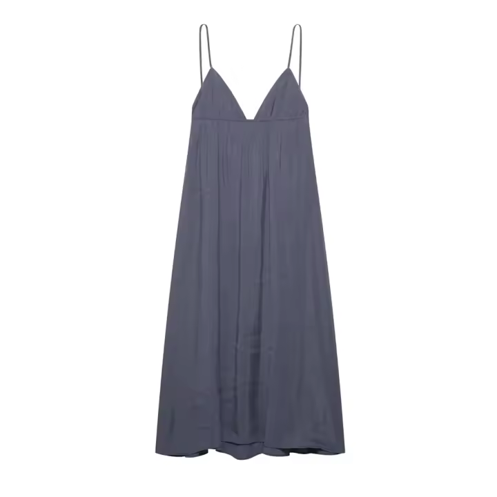 PB & ZA 2025 novedad de verano, estilo de vacaciones para mujer, cuello en V, sin mangas, tirantes con lazo, vestido suelto, falda larga - 1