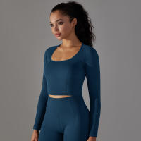 Nessaj-camisas de yoga sin costuras para mujer, top corto de manga larga, ropa deportiva para yoga, fitness, gimnasio, entrenamiento, correr - details 28