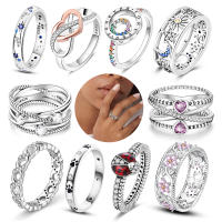Nuevos anillos de Plata de Ley 925, anillos originales apilables simples y brillantes para mujer, regalo de joyería de amor de compromiso de aniversario - details 0