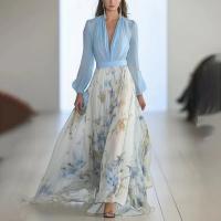 Vestido Largo Floral Escote en V Profundo con Manga Larga Perfecto para Bodas en la Playa, Moda Primavera-Verano 2025 - details 3