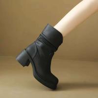 2024 nuevos zapatos de mujer cómodos de moda con punta redonda y botines - details 2