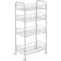 Servicio de cocina, almacenamiento, 2 estantes, 1 cesta de almacenamiento, con ruedas, cocina, sala de estar - Kitchen Wagon CW-005 - Marrón - details 28