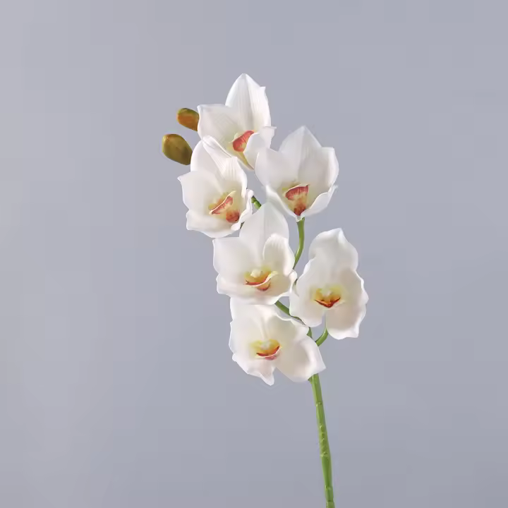 Orquídea Papilio Artificial de 6 cabezas, colores vivos, rama de flor de Cymbidium realista, tallos flexibles de tacto Real, flores falsas - 1