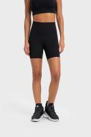 Pantalones cortos de gimnasio acanalados negros para mujer, pantalones cortos deportivos de cintura alta transpirables para Fitness, pantalones cortos de Yoga con realce, pantalones cortos para correr para mujer - details 6