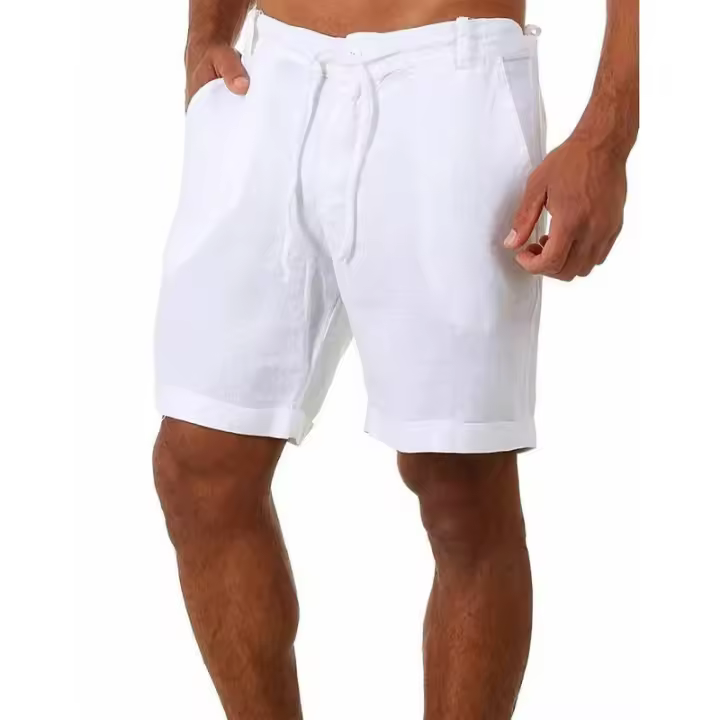 KB 2024 nuevos pantalones cortos de algodón para hombre, pantalones de lino de Color sólido transpirables de verano para hombre, ropa de calle Fiess S-3XL - 1