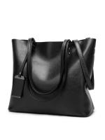 Bolso de cuero encerado para mujer, bolsa de hombro con doble correa, sencillo, para compras, 2022 - details 4