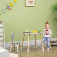 2 s de Madera para Niños con Redondo Ø59x50 cm s Ø28x51 cm Muebles Infantiles para Sala de Juego Dormitorio Gris - details 1