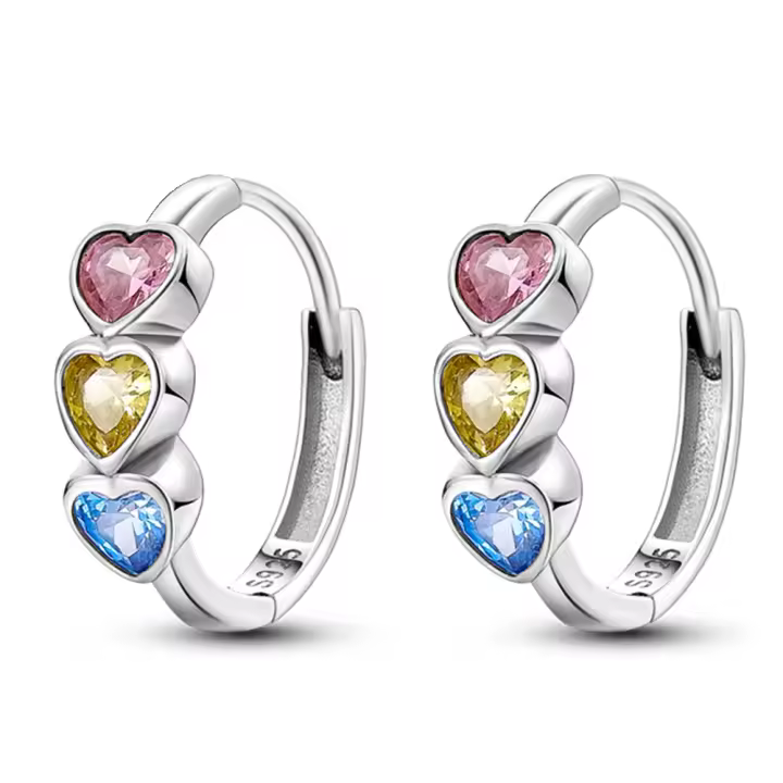Pendientes de aro para mujer, pendientes de aro de corazón pavimentado de Plata de Ley 925 para mujer, pendientes, regalos de joyería - 1