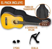Pack de guitarra clásica española de tamaño 3/4 para niños XF de 3rd Avenue, Guitarra acústica con cuerdas de nylon, funda de transporte, cejilla y púas, Azul - details 24