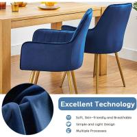 Respaldo Ergonómico, Sillas Tapizadas en Terciopelo para Salón, Comedor o Dormitorio, Azul, Espuma, Metal, 2 Unidades - details 2