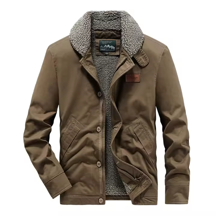 Nueva moda para hombre, Tops lisos versátiles e informales, chaqueta holgada para mantener el calor, chaqueta con solapa, abrigos gruesos cómodos de lana para invierno para hombre - 1