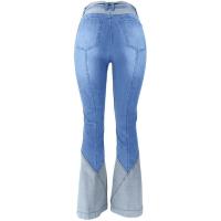 Vaqueros de mujer, vaqueros acampanados con costuras, pantalones elásticos medianos Bestseller Retro - details 5