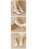 Zapatos de punta cuadrada para mujer, planos, estilo francés, Mary Jane, zapatos coreanos de suela blanda para mujer. - details 7