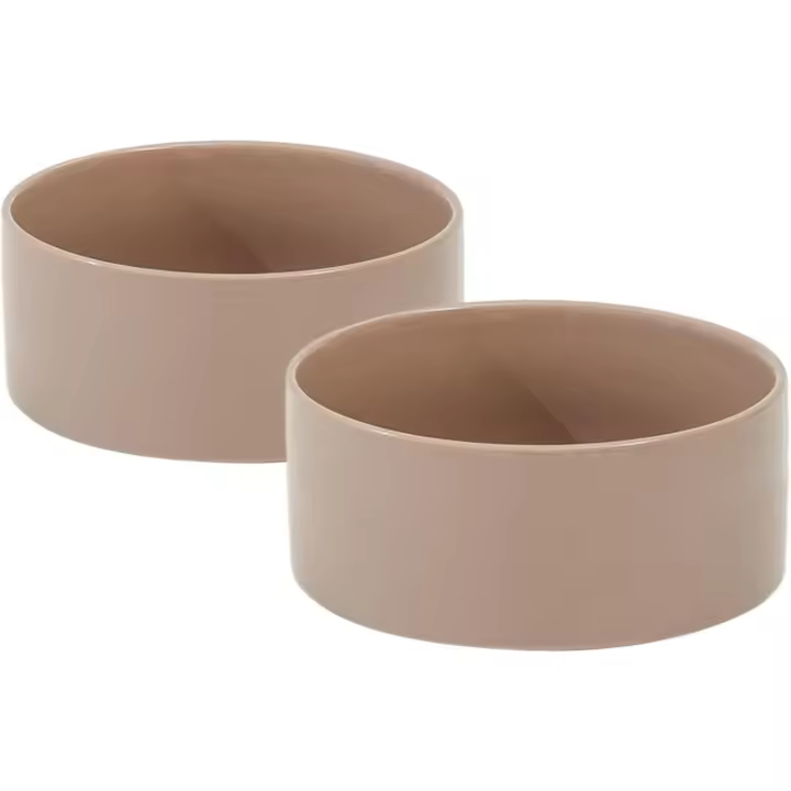 Havniva Juego de 2 cuencos de cerámica de 5.1 pulgadas para perros y gatos, 2 platos antideslizantes para comida y agua para cachorros, gatitos, gatos (2 cuencos, café marrón) - 1