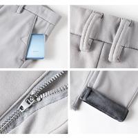 Pantalones informales de invierno para hombre, pantalones cálidos de felpa de estilo clásico para negocios, pantalones de piel gruesa Regular, pantalones formales rectos elásticos de lana para hombre - details 5