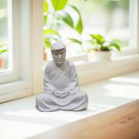 Estatua de Buda Trump de Resina Escultura Creativa Divertida para Jardín Adorno de Casa Meditando - details 6