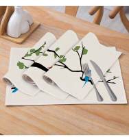 Mantel Individual de lino con flores y pájaros, decoración para sala de estar y comedor, posavasos de tela para el hogar, estera aislante impresa, 2025 - details 6