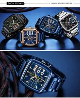 Reloj cronógrafo para hombre, luminoso, resistente al agua, reloj de cuarzo, correa de acero inoxidable, reloj de pulsera multifuncional para negocios - details 11