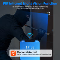 Cámara de mirilla Tuya con Audio de 2 vías, timbre inteligente WiFi para el hogar, visión nocturna PIR, detección de movimiento, visor de puerta Digital - details 3