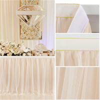 Elegante Mantel de Mesa para Fiesta Tul Blanco-Rosa-Púrpura Accesorio de Hogar de Bodas - details 0
