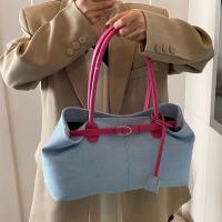 Bolso de hombro vaquero con cierre de cerrojo Simple, bolso elegante Vintage de gran capacidad para axila, bolso de mano informal de PU elegante para mujer - details 15