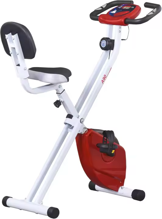 Bicicleta Estática Plegable 8 Niveles Resistencia Magnética Bicicleta Vertical con Volante de Inercia X-Bike Ritmo Cardíaco Pulsómetro Asiento Ajustable Carga 110 kg - 1
