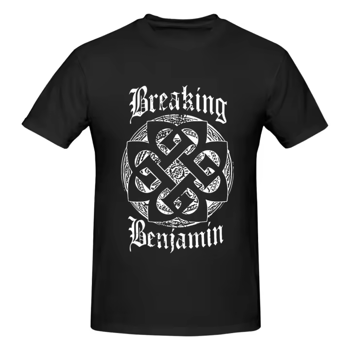 Camiseta Hombre Negra Algodón 180g |   Estilo Rock Gótico con Estampado Simbólico |   Transpirable, cómodo, lavable a máquina - 1