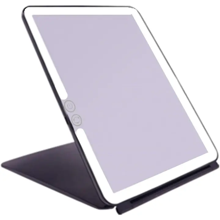 Espejo de maquillaje iluminado plegable con modos de luz LED, baterías recargables USB de 1800mA, portátil, Ultra - 1