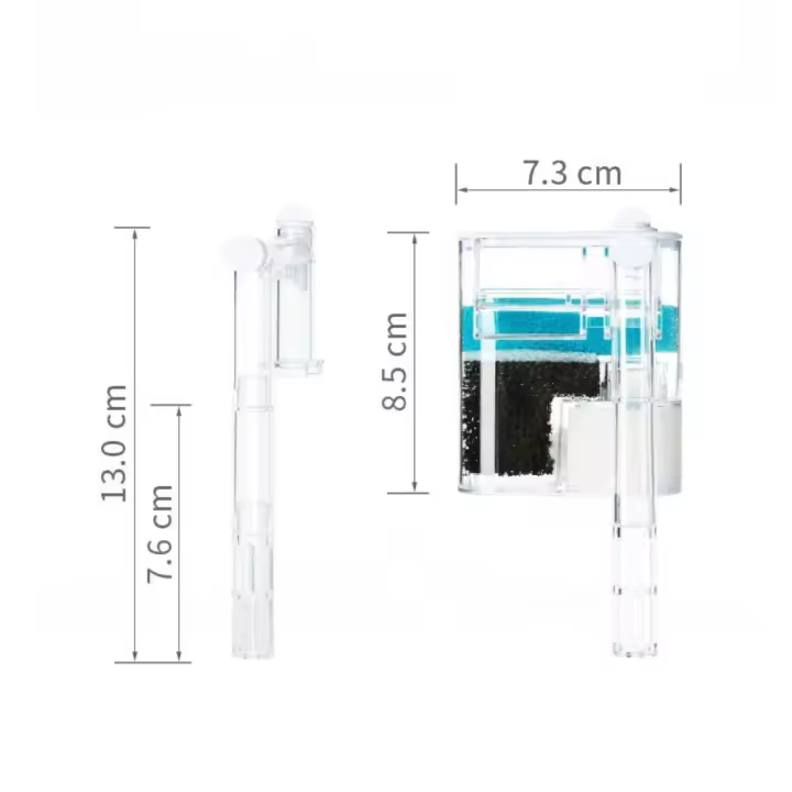 Caja de filtro de tanque de peces silenciosa 3 en 1 filtro de agua de oxígeno de cascada externo flujo de agua ajustable montado en la pared - 1