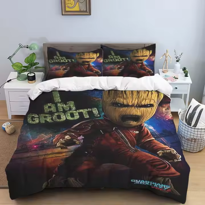 Juego de Ropa de Cama Groot Rocket Impresión 3D para Decoración del Hogar - 1