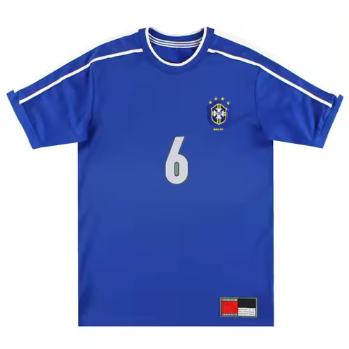 Camiseta de fútbol de visitante de Brasil 1998 9 RONALDO 10 RIVALDO 6 R. CARLOS Camiseta Retro - 1