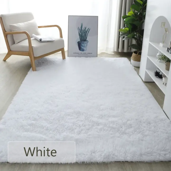 Alfombra de Peluche Blanca para Decoración de Sala de Estar Alfombra Gruesa para Dormitorio Alfombra Suave Antideslizante para Piso Alfombra de Tamaño Grande para Salón - 1