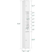 Mueble de Baño de Alto Estante Armario con 2 Puertas y Cajón Blanco Tamaño 20 x 20 x 180 cm - details 2